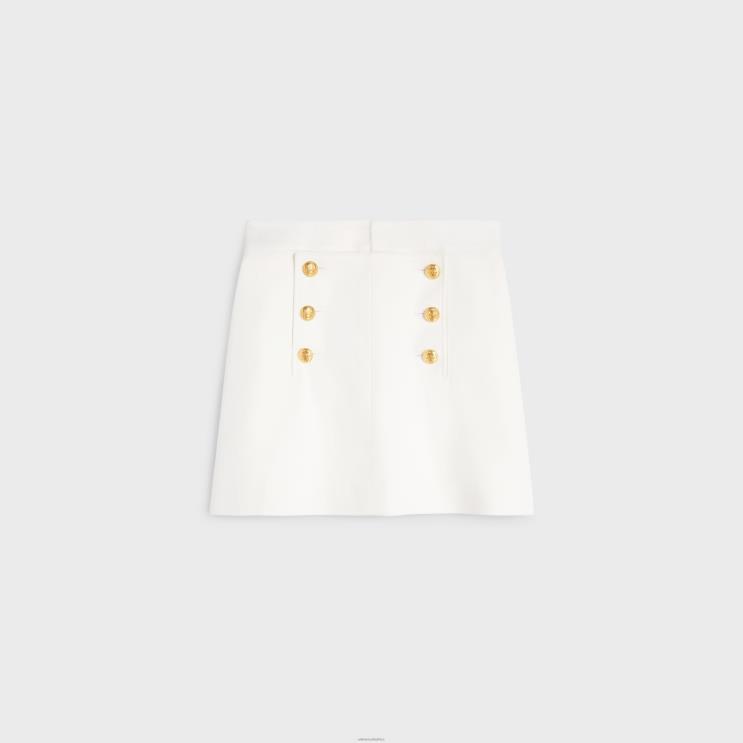 CELINE White Yachting Trapeze Mini Skirt in Cotton Twill R0ZNN822