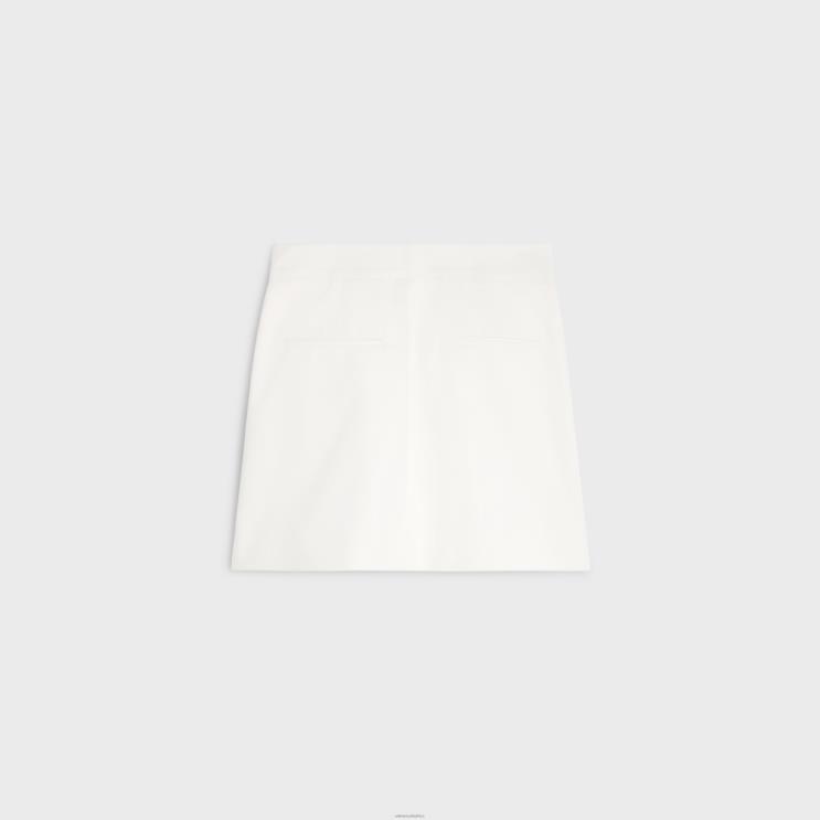 CELINE White Yachting Trapeze Mini Skirt in Cotton Twill R0ZNN822