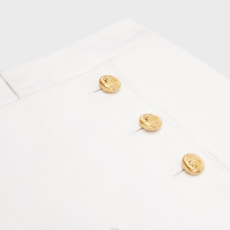 CELINE White Yachting Trapeze Mini Skirt in Cotton Twill R0ZNN822