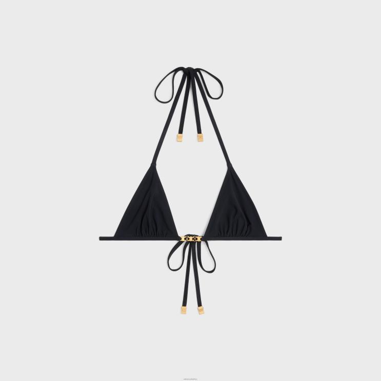 CELINE Black Triomphe Triangle Top in Matte Jersey R0ZNN898