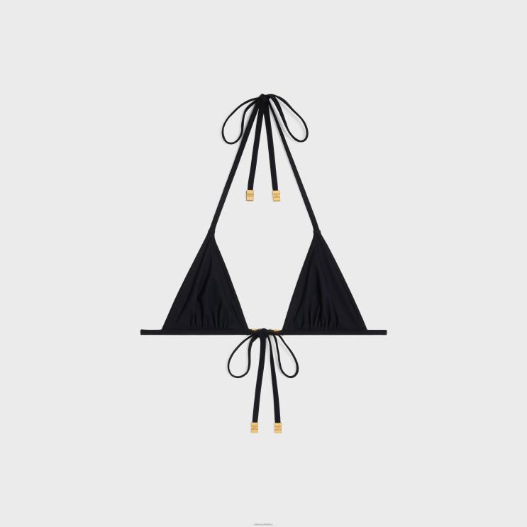 CELINE Black Triomphe Triangle Top in Matte Jersey R0ZNN898