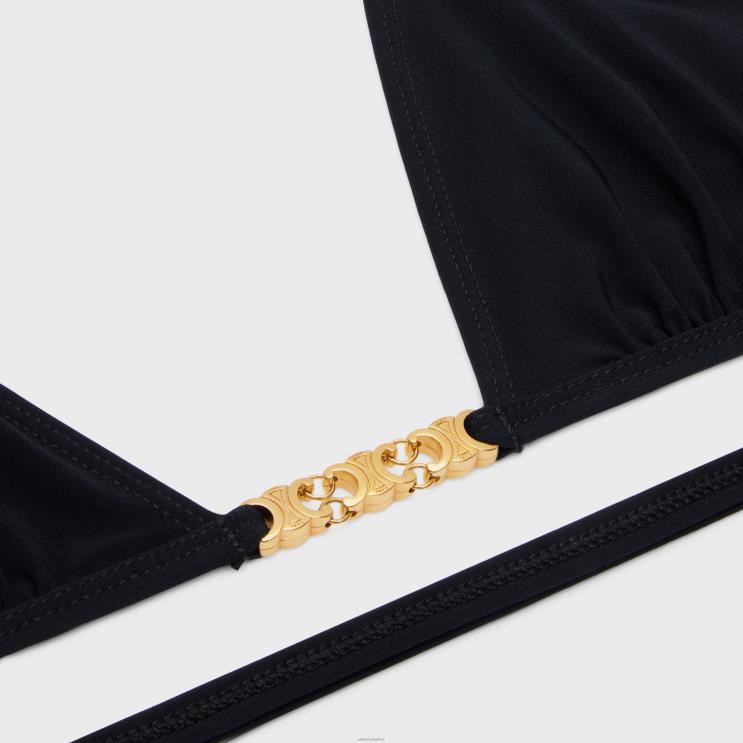 CELINE Black Triomphe Triangle Top in Matte Jersey R0ZNN898