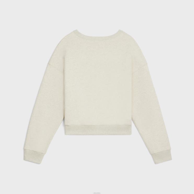 CELINE Beige Melange/Burgundy Sweatshirt in Cotton Fleece R0ZNN671