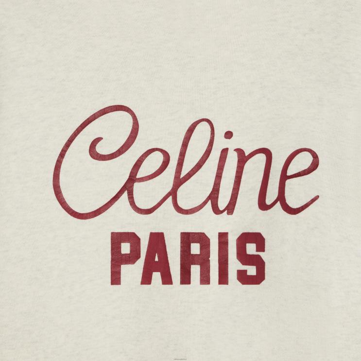 CELINE Beige Melange/Burgundy Sweatshirt in Cotton Fleece R0ZNN671