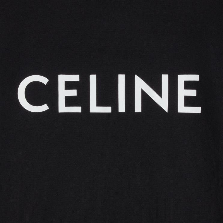 CELINE Black/White Loose T-Shirt in Cotton Jersey R0ZNN778