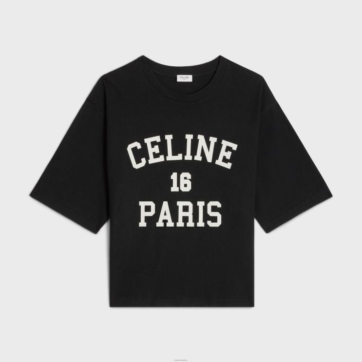 CELINE Black/White Paris Loose T-Shirt in Cotton Jersey R0ZNN599