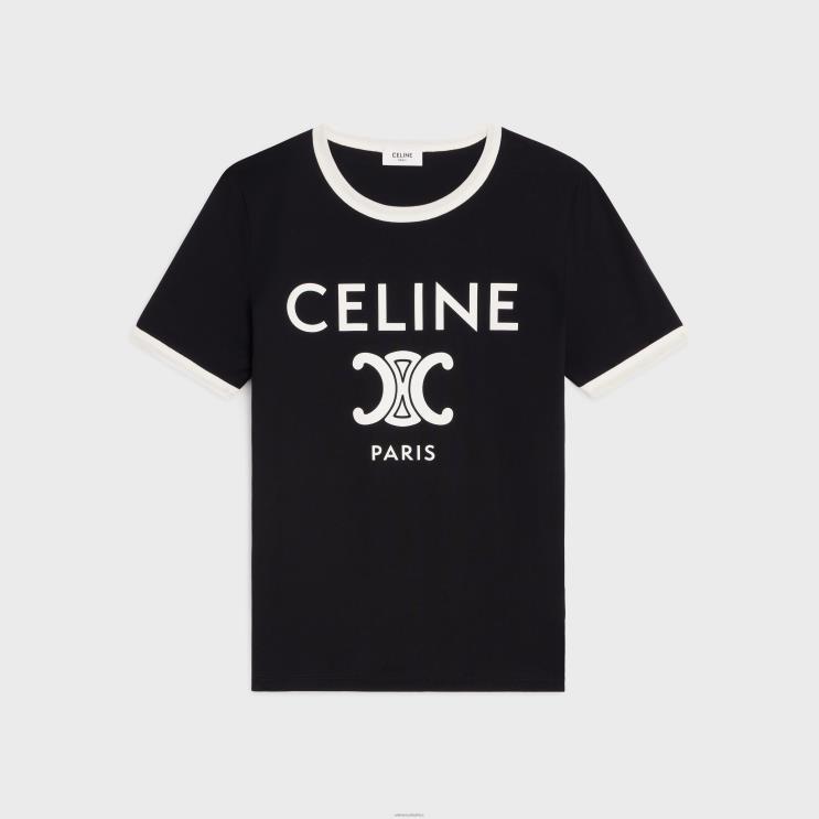 CELINE Black/White Paris T-Shirt in Cotton Jersey R0ZNN673