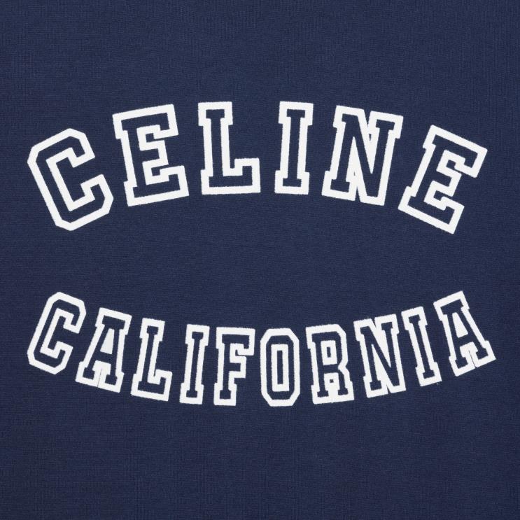CELINE Bleu Nuit/Lemon Pie/Off Wh California 70'S T-Shirt in Cotton Jersey R0ZNN776