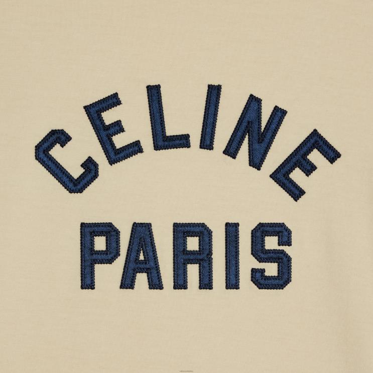 CELINE Champagne Fonce/Navy Paris 70'S T-Shirt in Cotton Jersey R0ZNN676