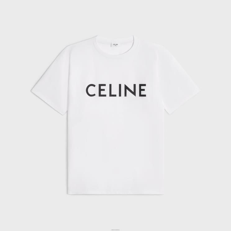 CELINE Ecru/Black Loose T-Shirt in Cotton Jersey R0ZNN779
