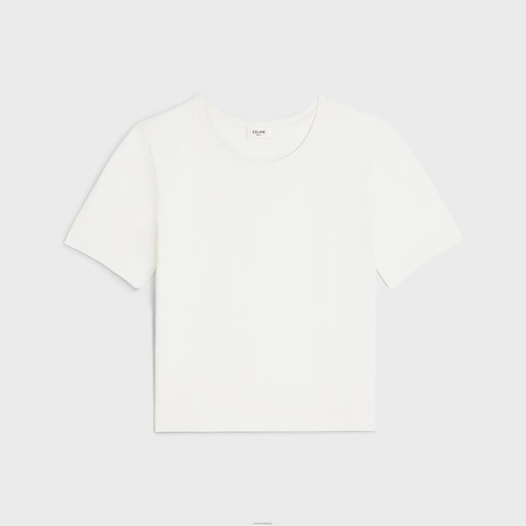 CELINE Ecru Boxy Triomphe T-Shirt in Cotton Jersey R0ZNN780