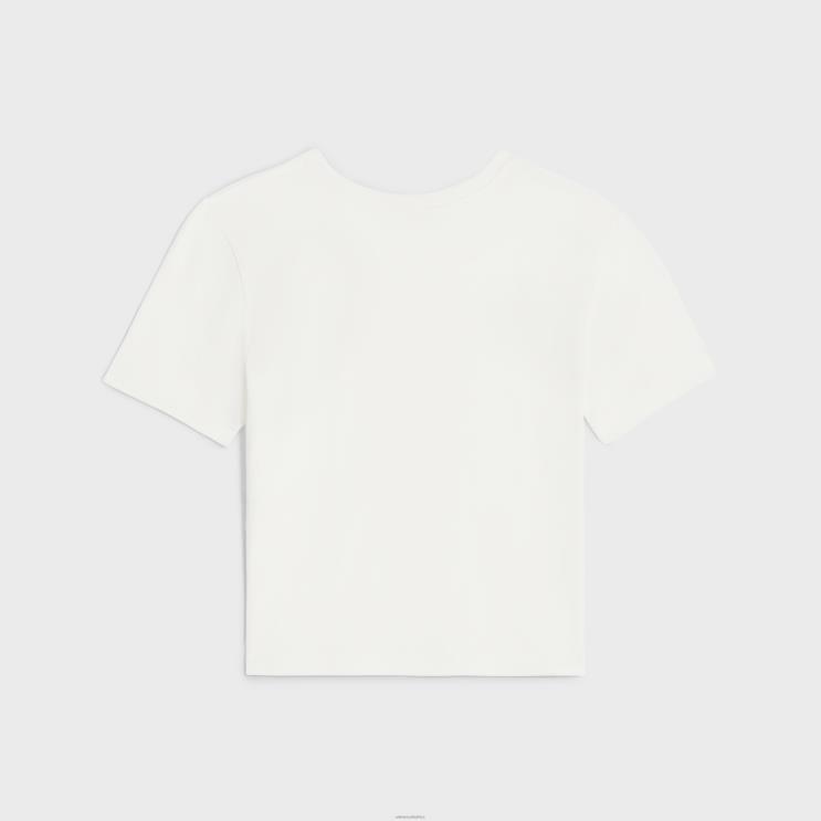 CELINE Ecru Boxy Triomphe T-Shirt in Cotton Jersey R0ZNN780