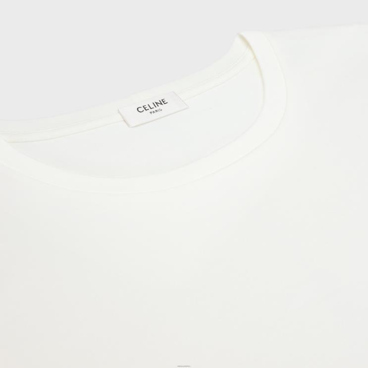 CELINE Ecru Boxy Triomphe T-Shirt in Cotton Jersey R0ZNN780