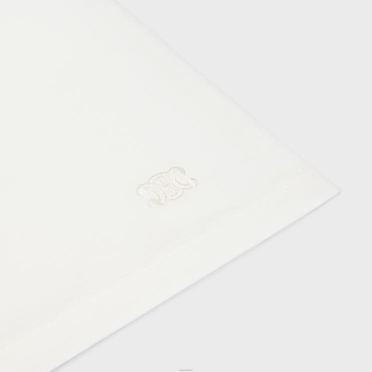 CELINE Ecru Boxy Triomphe T-Shirt in Cotton Jersey R0ZNN780