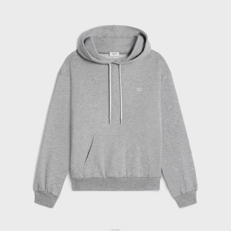 CELINE Grey/Off White Cotton/Cashmere Triomphe Hoodie R0ZNN781