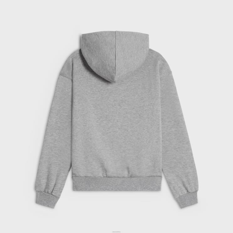 CELINE Grey/Off White Cotton/Cashmere Triomphe Hoodie R0ZNN781