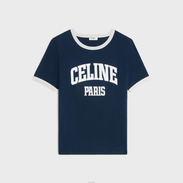 CELINE Navy/Off White Paris 70'S T-Shirt in Cotton Jersey R0ZNN675