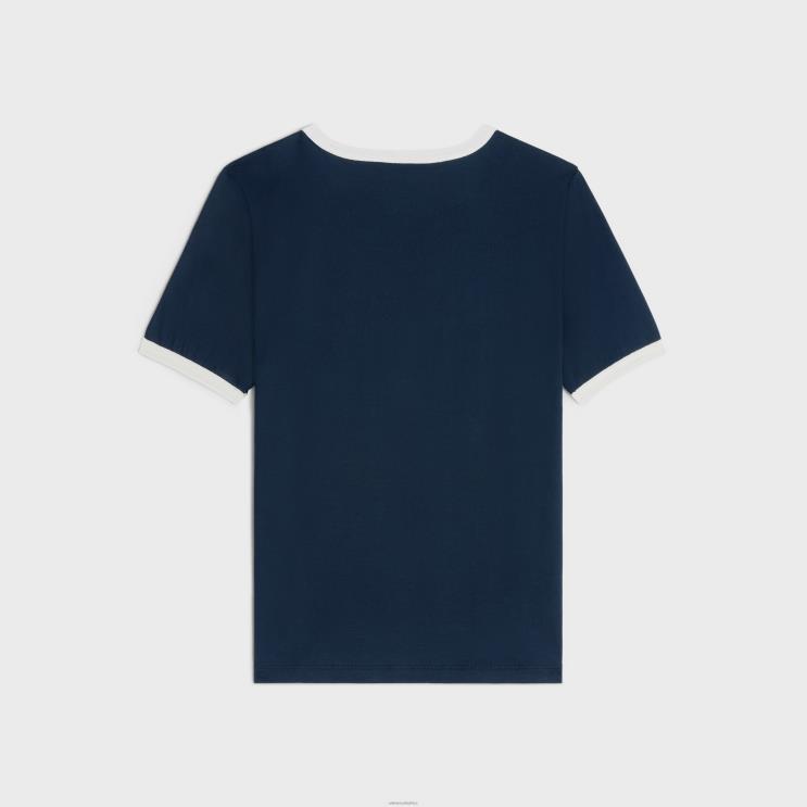 CELINE Navy/Off White Paris 70'S T-Shirt in Cotton Jersey R0ZNN675