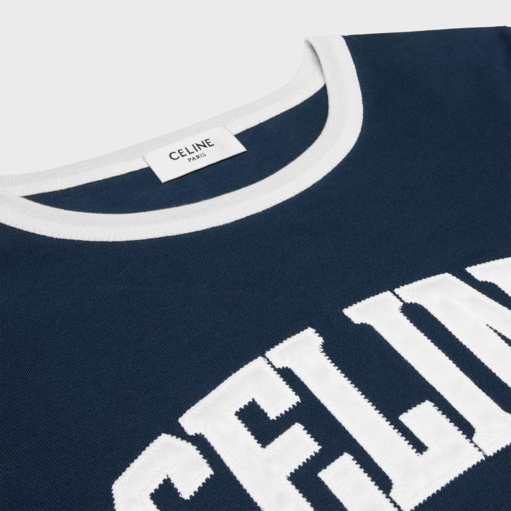 CELINE Navy/Off White Paris 70'S T-Shirt in Cotton Jersey R0ZNN675