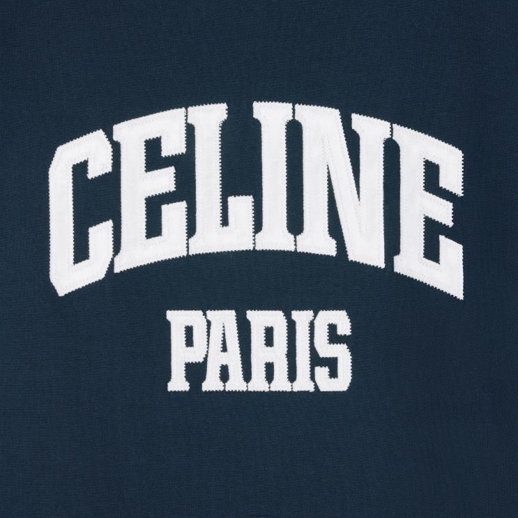CELINE Navy/Off White Paris 70'S T-Shirt in Cotton Jersey R0ZNN675
