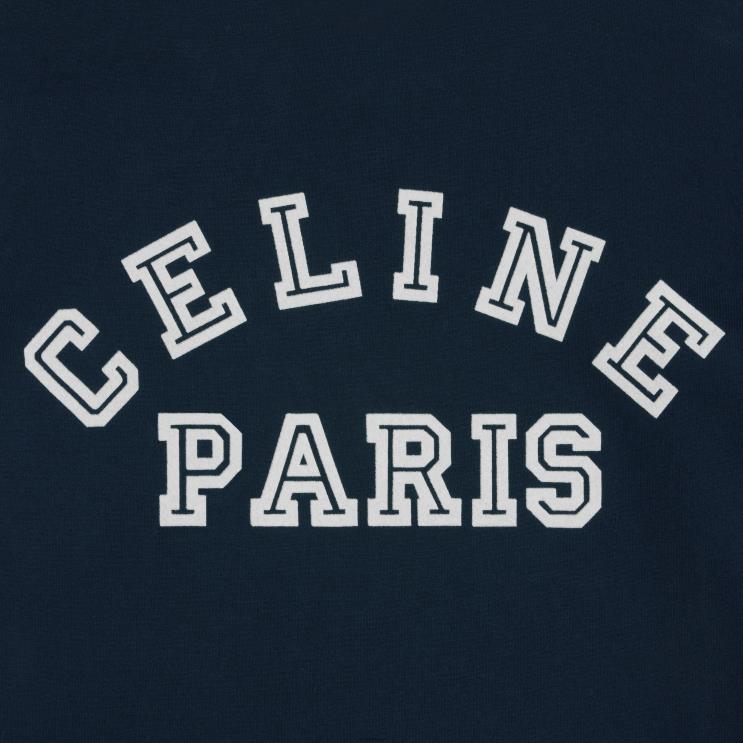 CELINE Navy/Off White Paris T-Shirt in Cotton Jersey R0ZNN674