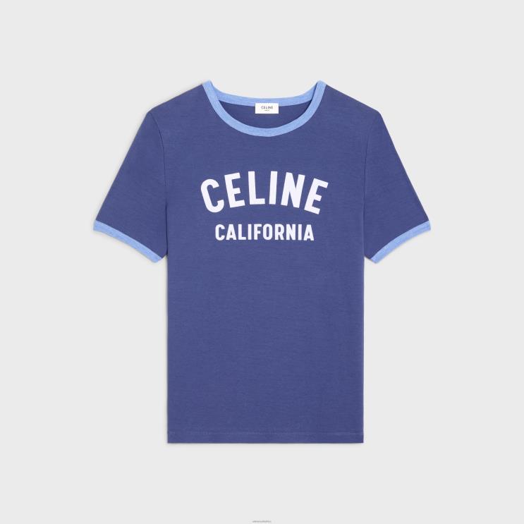 CELINE Obscure Blue/Light Blue/Cr California 70'S T-Shirt in Cotton Jersey R0ZNN775