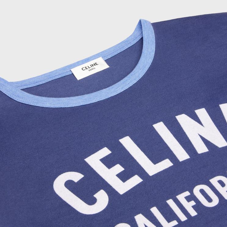 CELINE Obscure Blue/Light Blue/Cr California 70'S T-Shirt in Cotton Jersey R0ZNN775