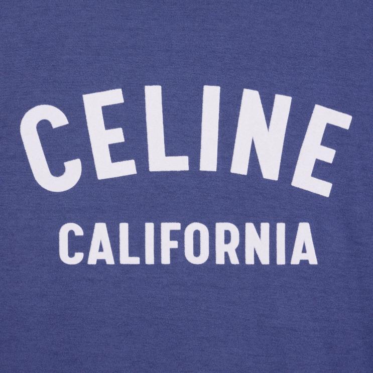 CELINE Obscure Blue/Light Blue/Cr California 70'S T-Shirt in Cotton Jersey R0ZNN775