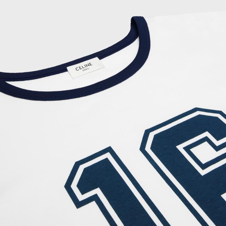 CELINE Offwhite/Touareg/Rust 16 Boxy T-Shirt in Cotton Jersey R0ZNN678