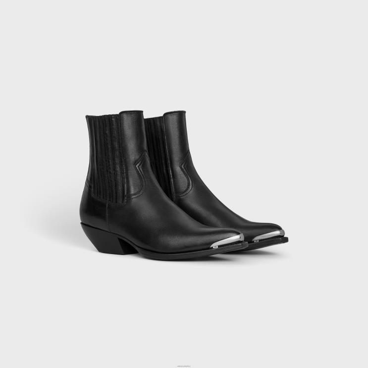CELINE Black Cruiser Boots Chelsea Boot With Metal Toe in Calfskin R0ZNN962