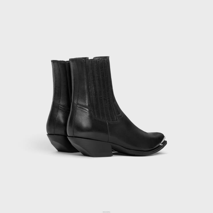 CELINE Black Cruiser Boots Chelsea Boot With Metal Toe in Calfskin R0ZNN962