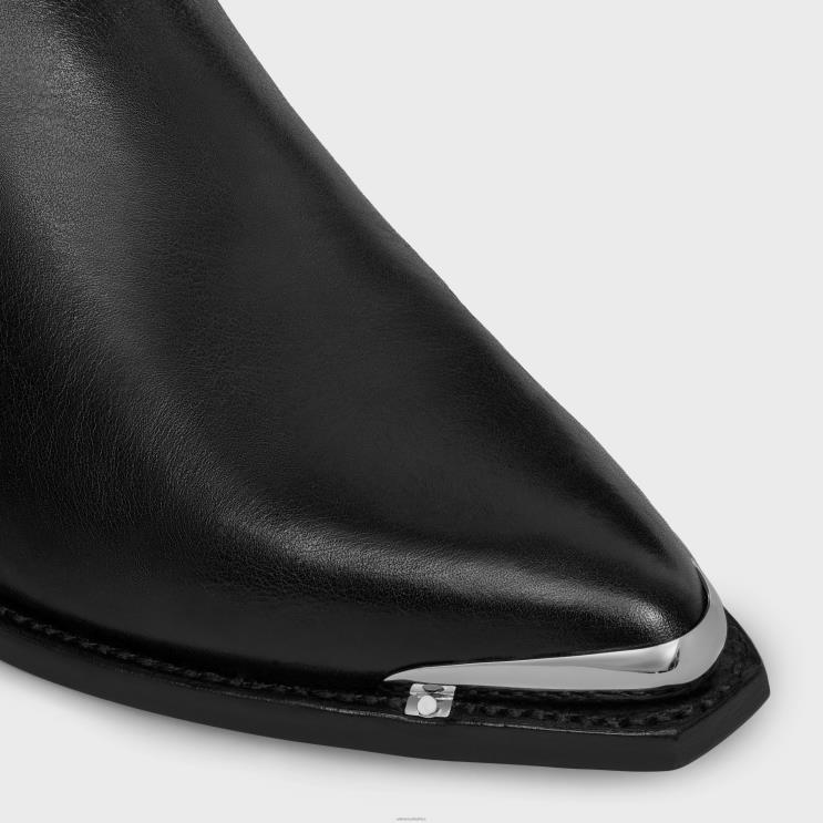 CELINE Black Cruiser Boots Chelsea Boot With Metal Toe in Calfskin R0ZNN962