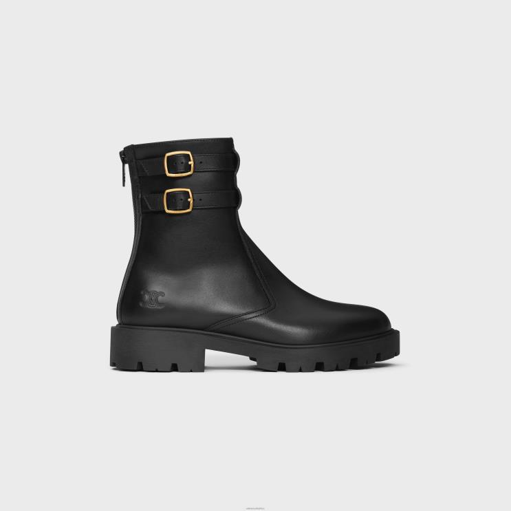 CELINE Black Margaret Double Buckle Zipped Boot in Calfskin R0ZNN952