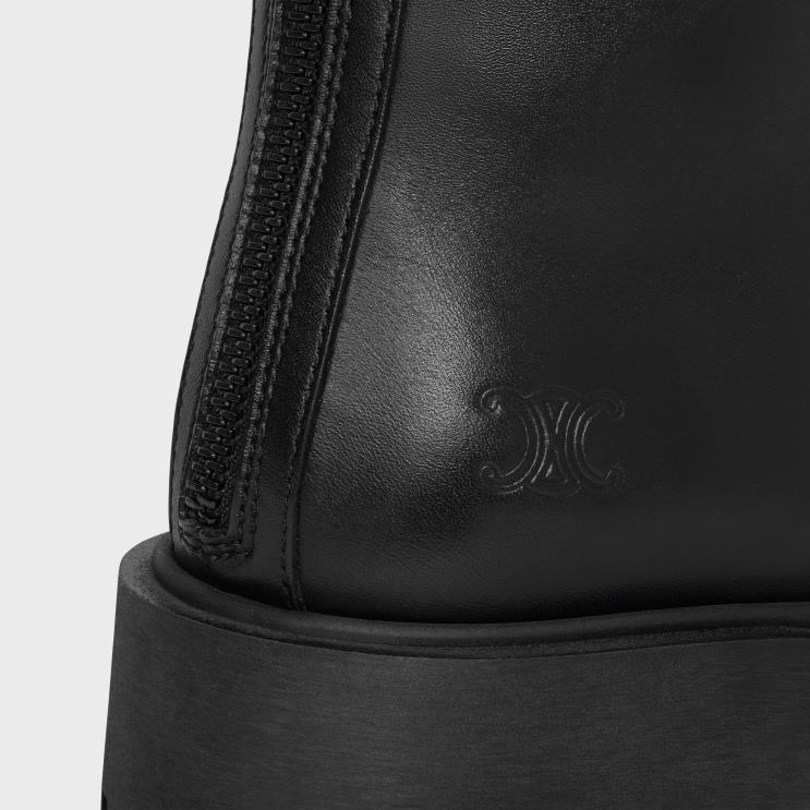 CELINE Black Margaret Double Buckle Zipped Boot in Calfskin R0ZNN952