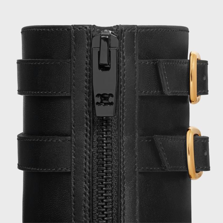 CELINE Black Margaret Double Buckle Zipped Boot in Calfskin R0ZNN952