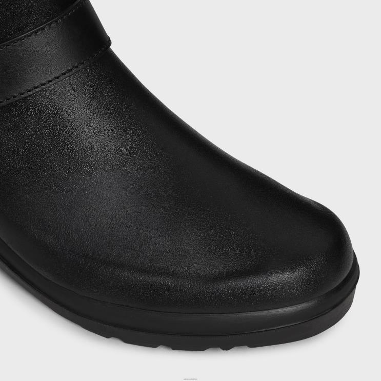 CELINE Black Mid Rain Boots in Rubber & Calfskin R0ZNN930