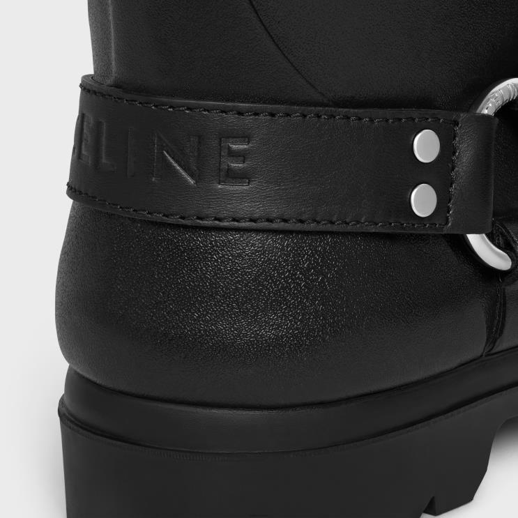 CELINE Black Mid Rain Boots in Rubber & Calfskin R0ZNN930