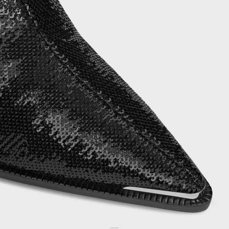CELINE Black Verneuil Ankle Boot With Metal Toe in Sequins R0ZNN958