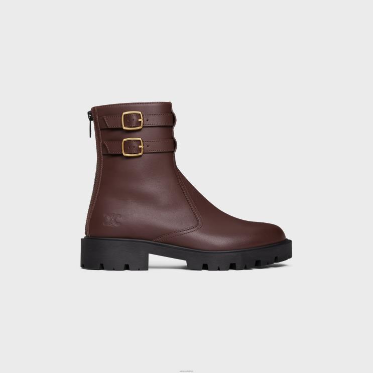 CELINE Ebony Margaret Double Buckle Zipped Boot in Calfskin R0ZNN953