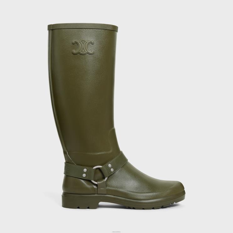 CELINE Khaki High Rain Boots in Rubber & Calfskin R0ZNN931