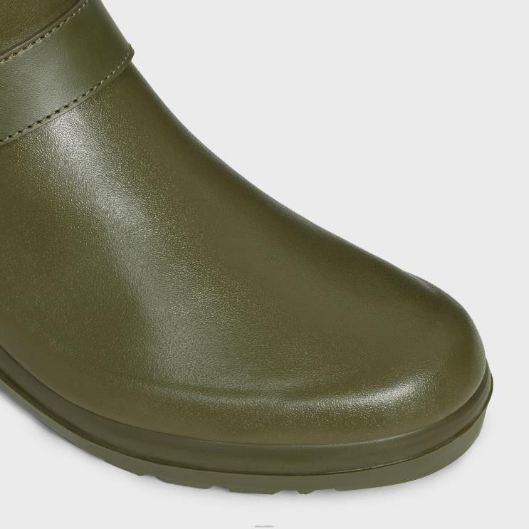 CELINE Khaki High Rain Boots in Rubber & Calfskin R0ZNN931