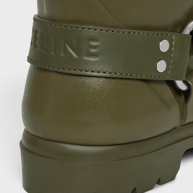 CELINE Khaki High Rain Boots in Rubber & Calfskin R0ZNN931