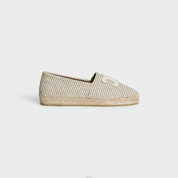CELINE Beige/Ecru Les Espadrilles in Striped Canvas & Embroidered Patch R0ZNN974