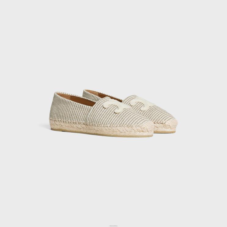 CELINE Beige/Ecru Les Espadrilles in Striped Canvas & Embroidered Patch R0ZNN974
