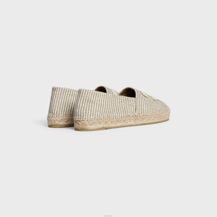 CELINE Beige/Ecru Les Espadrilles in Striped Canvas & Embroidered Patch R0ZNN974