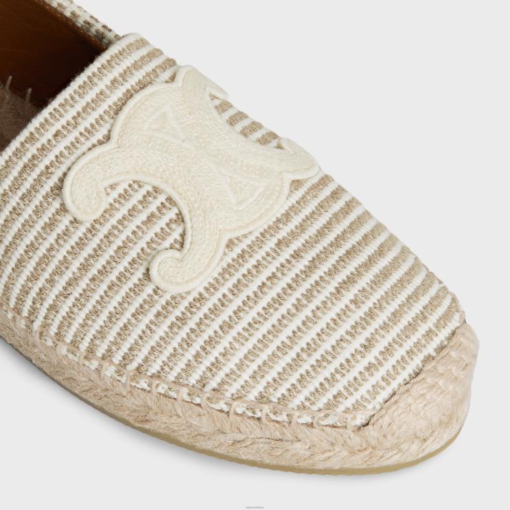 CELINE Beige/Ecru Les Espadrilles in Striped Canvas & Embroidered Patch R0ZNN974