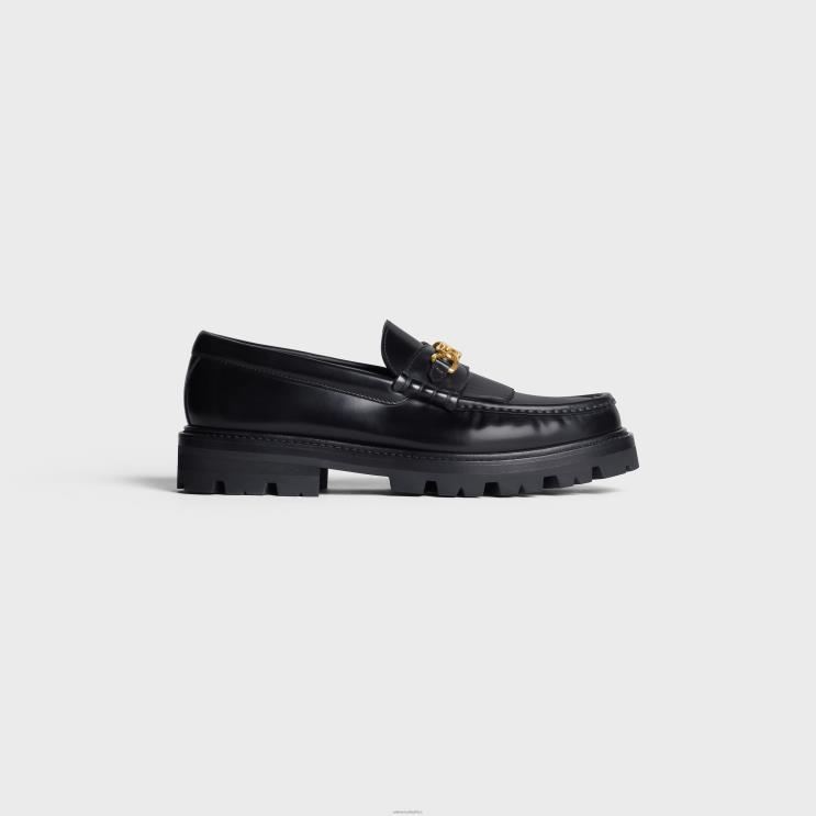 CELINE Black Margaret Loafer With Triomphe Chain in Polished Bull R0ZNN963