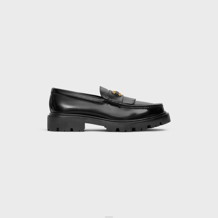 CELINE Black Margaret Loafer With Triomphe Frame in Polished Bullskin R0ZNN965