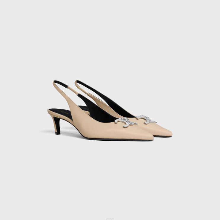 CELINE Beige Alma Triomphe Slingback in Lambskin R0ZNN919