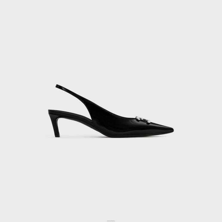 CELINE Black Alma Triomphe Slingback in Glossy Calfskin R0ZNN977